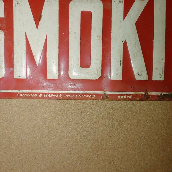 Vintage No Smoking Metal Sign Lansing B Warner Inc Chicago Red  White Decor - Picture 6 of 16